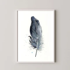 Image of a feather watercolor painting by Shayna Larsen, originals & prints available