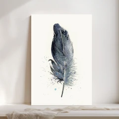 Image of a feather watercolor painting by Shayna Larsen, originals & prints available