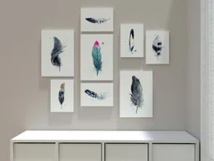 Image of a feather watercolor painting by Shayna Larsen, originals & prints available