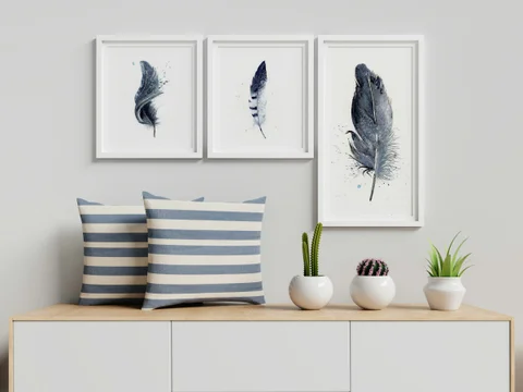 Image of a feather watercolor painting by Shayna Larsen, originals & prints available
