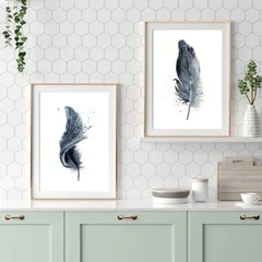Image of a feather watercolor painting by Shayna Larsen, originals & prints available