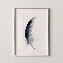 Image of a feather watercolor painting by Shayna Larsen, originals & prints available