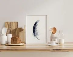 Image of a feather watercolor painting by Shayna Larsen, originals & prints available