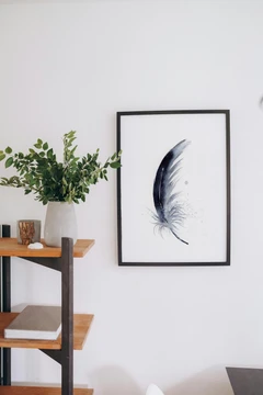 Image of a feather watercolor painting by Shayna Larsen, originals & prints available