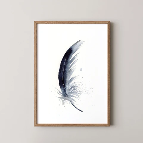 Image of a feather watercolor painting by Shayna Larsen, originals & prints available