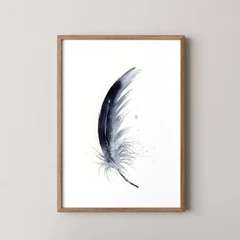 Image of a feather watercolor painting by Shayna Larsen, originals & prints available