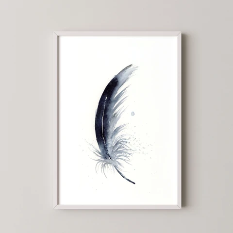 Image of a feather watercolor painting by Shayna Larsen, originals & prints available