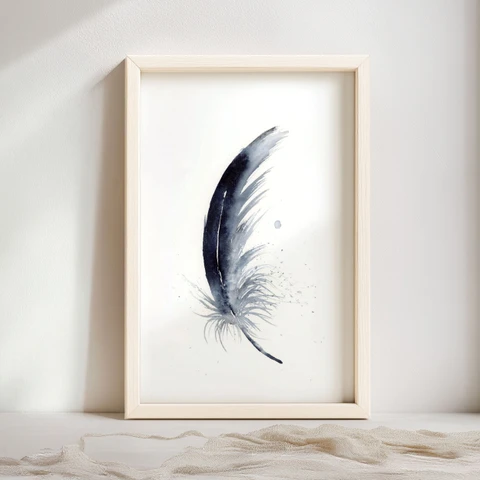 Image of a feather watercolor painting by Shayna Larsen, originals & prints available