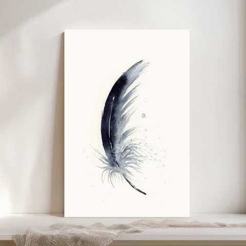 Image of a feather watercolor painting by Shayna Larsen, originals & prints available