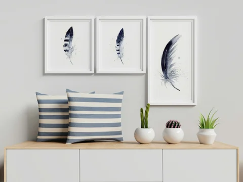 Image of a feather watercolor painting by Shayna Larsen, originals & prints available