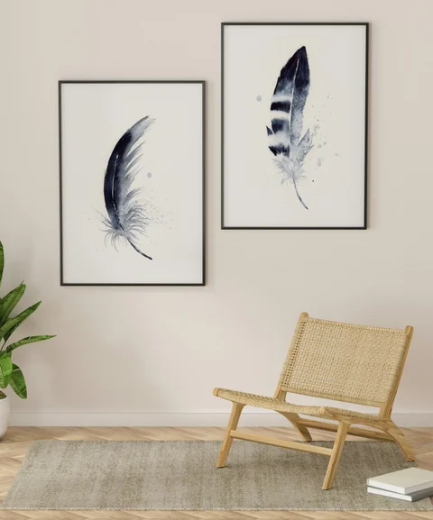 Image of a feather watercolor painting by Shayna Larsen, originals & prints available