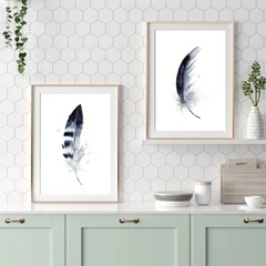 Image of a feather watercolor painting by Shayna Larsen, originals & prints available