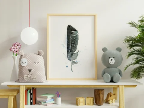 Image of a feather watercolor painting by Shayna Larsen, originals & prints available