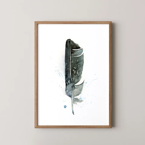 Image of a feather watercolor painting by Shayna Larsen, originals & prints available