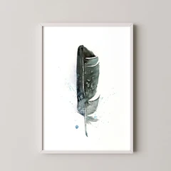 Image of a feather watercolor painting by Shayna Larsen, originals & prints available
