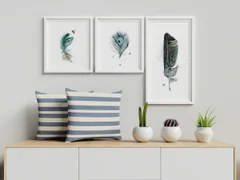 Image of a feather watercolor painting by Shayna Larsen, originals & prints available
