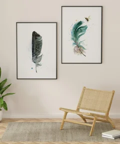 Image of a feather watercolor painting by Shayna Larsen, originals & prints available