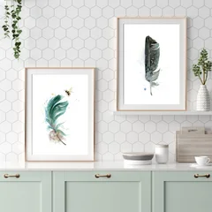 Image of a feather watercolor painting by Shayna Larsen, originals & prints available