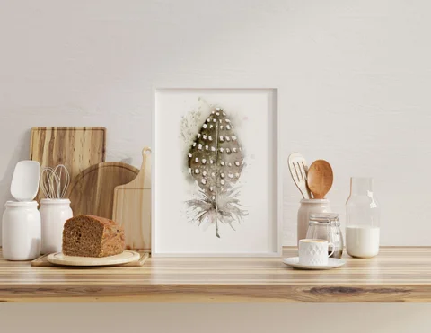 Image of a feather watercolor painting by Shayna Larsen, originals & prints available