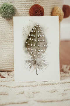 Image of a feather watercolor painting by Shayna Larsen, originals & prints available