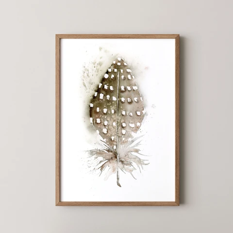 Image of a feather watercolor painting by Shayna Larsen, originals & prints available