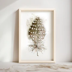 Image of a feather watercolor painting by Shayna Larsen, originals & prints available