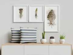 Image of a feather watercolor painting by Shayna Larsen, originals & prints available