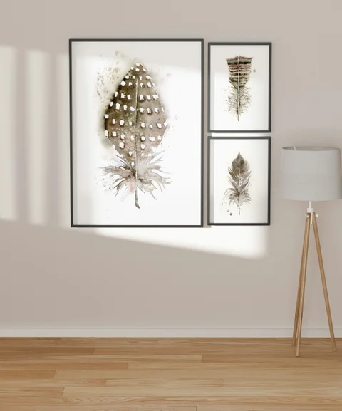 Image of a feather watercolor painting by Shayna Larsen, originals & prints available