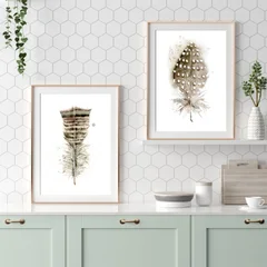 Image of a feather watercolor painting by Shayna Larsen, originals & prints available