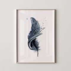 Image of a feather watercolor painting by Shayna Larsen, originals & prints available