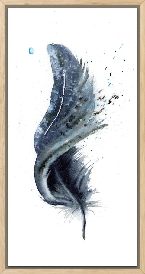 Image of a feather watercolor painting by Shayna Larsen, originals & prints available