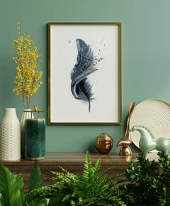 Image of a feather watercolor painting by Shayna Larsen, originals & prints available