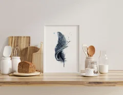 Image of a feather watercolor painting by Shayna Larsen, originals & prints available