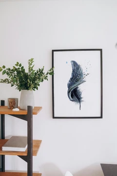 Image of a feather watercolor painting by Shayna Larsen, originals & prints available