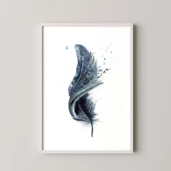 Image of a feather watercolor painting by Shayna Larsen, originals & prints available