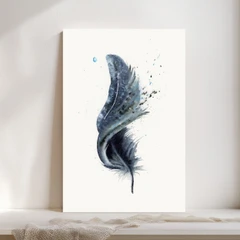 Image of a feather watercolor painting by Shayna Larsen, originals & prints available