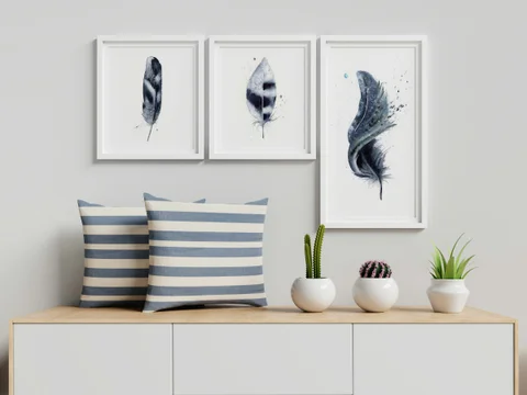 Image of a feather watercolor painting by Shayna Larsen, originals & prints available