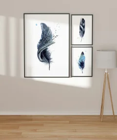 Image of a feather watercolor painting by Shayna Larsen, originals & prints available