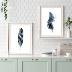 Image of a feather watercolor painting by Shayna Larsen, originals & prints available