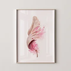 Image of a feather watercolor painting by Shayna Larsen, originals & prints available