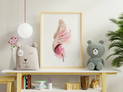 Image of a feather watercolor painting by Shayna Larsen, originals & prints available