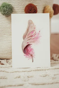 Image of a feather watercolor painting by Shayna Larsen, originals & prints available