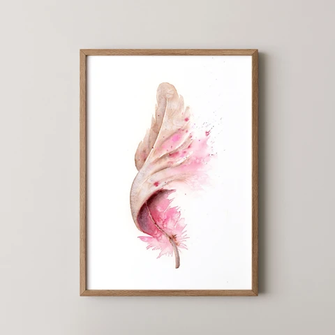 Image of a feather watercolor painting by Shayna Larsen, originals & prints available