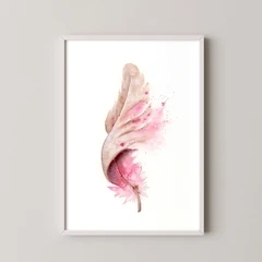 Image of a feather watercolor painting by Shayna Larsen, originals & prints available
