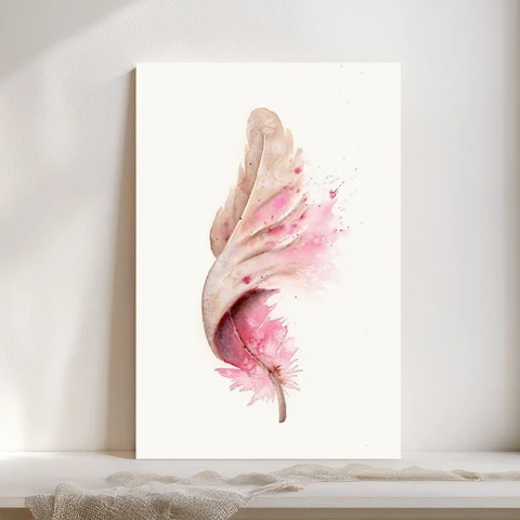 Image of a feather watercolor painting by Shayna Larsen, originals & prints available
