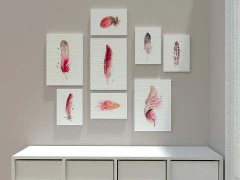 Image of a feather watercolor painting by Shayna Larsen, originals & prints available