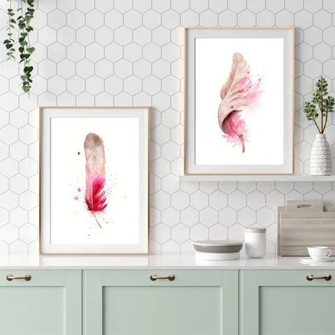 Image of a feather watercolor painting by Shayna Larsen, originals & prints available