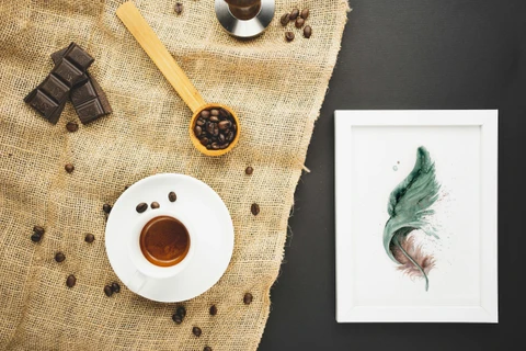 Image of a feather watercolor painting by Shayna Larsen, originals & prints available