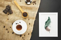 Image of a feather watercolor painting by Shayna Larsen, originals & prints available