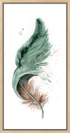 Image of a feather watercolor painting by Shayna Larsen, originals & prints available
